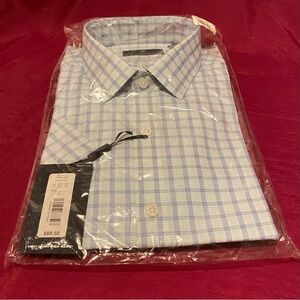Hart Schaffner Marx Mens Short Sleeve Plaid Cotton Shirt Soft Teal XL